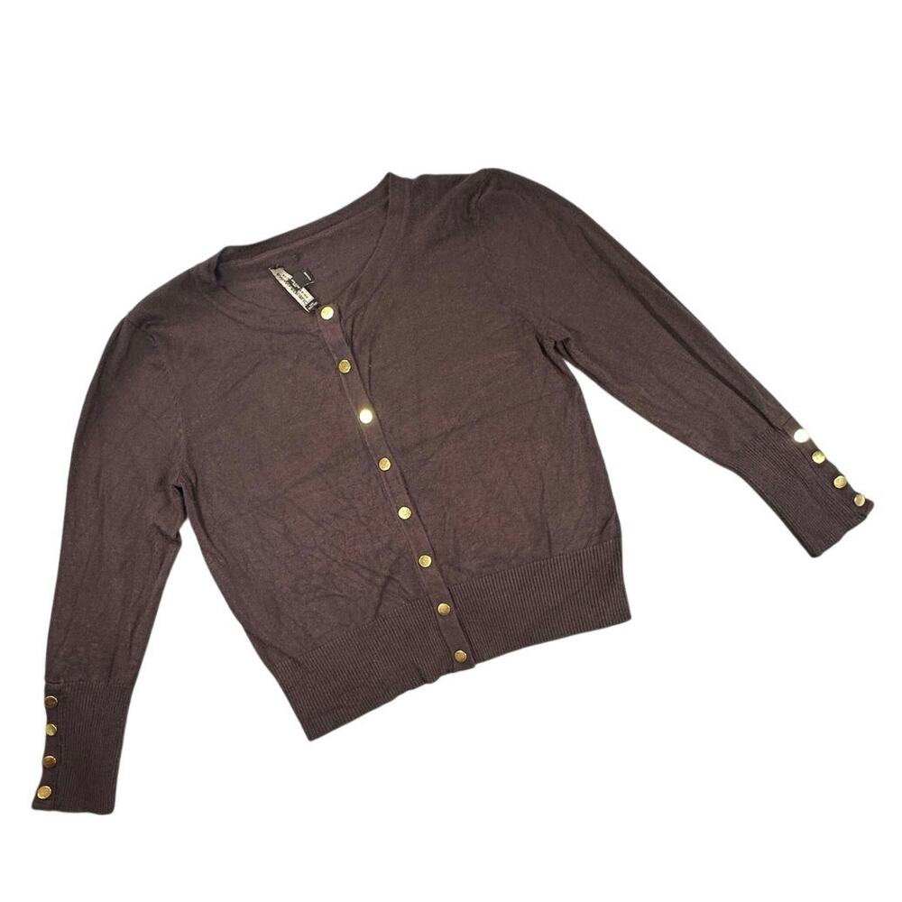 Banana Republic Extra Fine Merino Wool Cardigan Brown XS Gold Button